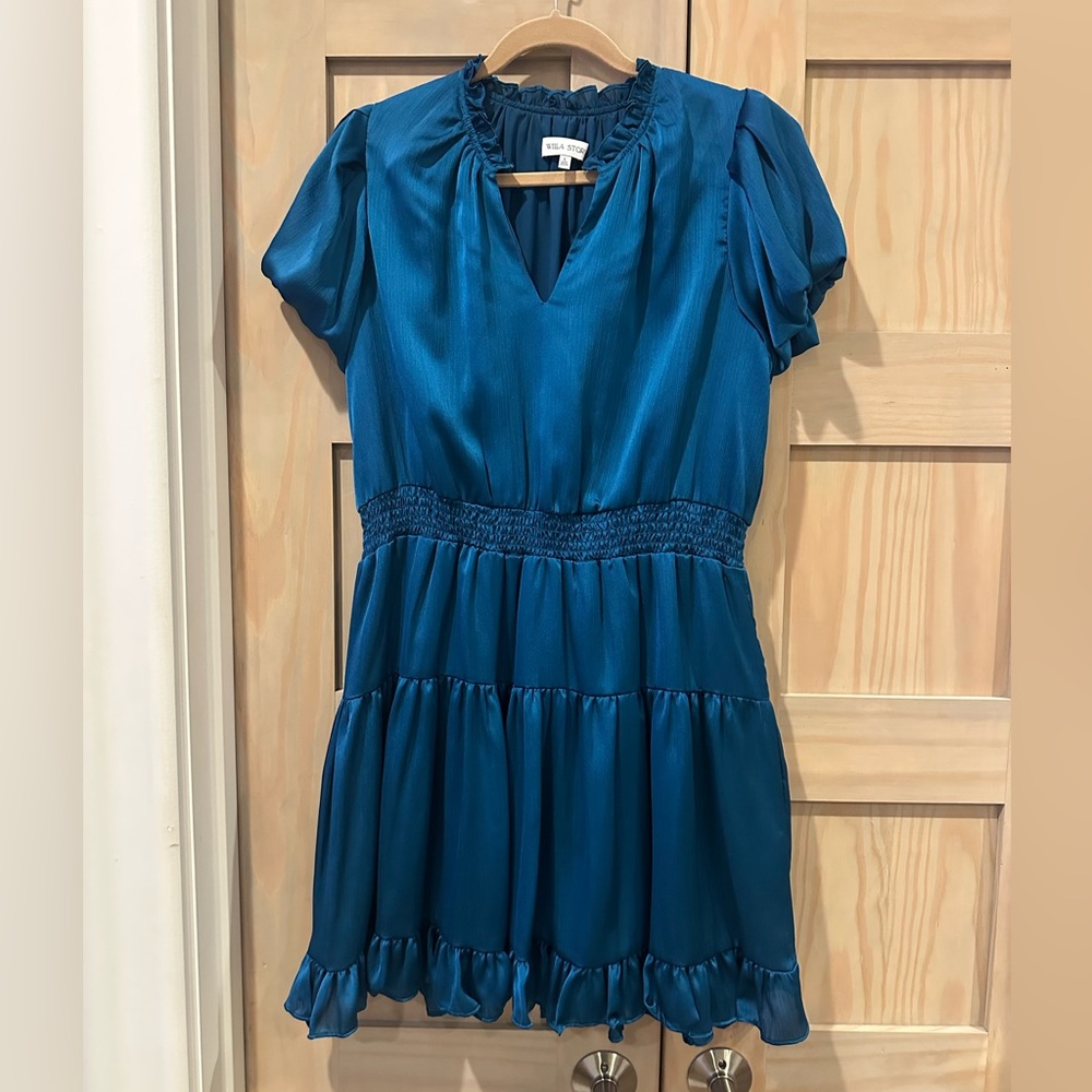 Willa & Mae Teal Ruffle Tiered Mini Dress